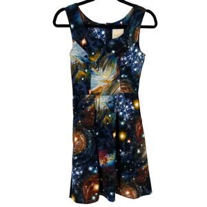 ModCloth Galaxy Outer Space Print Dress Size XXS With Pockets Science